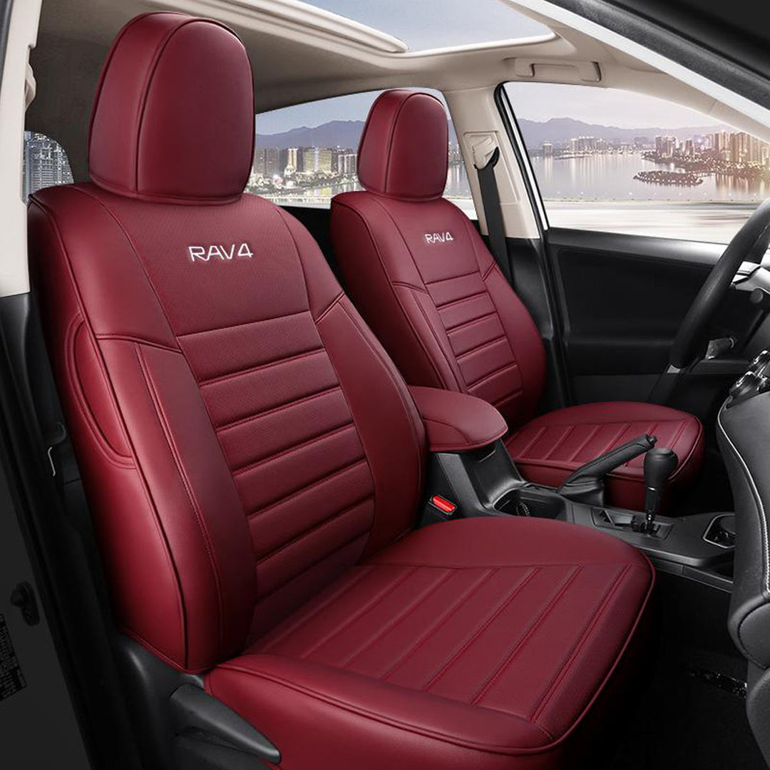 トヨタ RAV4専用 JUSTFIT保証 高級感シートカバー 防水 おしゃれ カスタムロゴ 全席