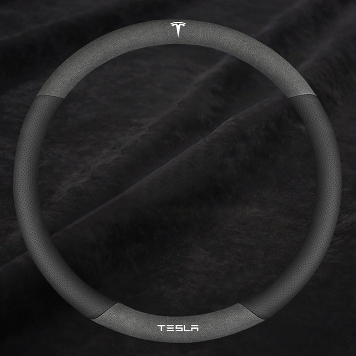TESLAテスラ model3/Y/X/S 高級レザー スエード ハンドルカバー おしゃれ O型 D型 36CM