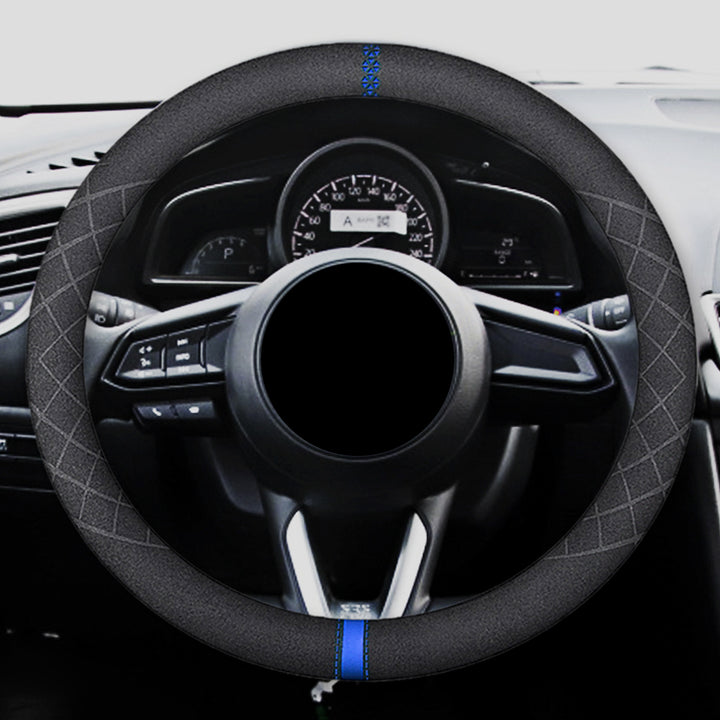 ハンドルカバー スエードレザー 高級感 四季汎用 滑り止め O型-D型 軽/普自動車 SUV 37~38CM