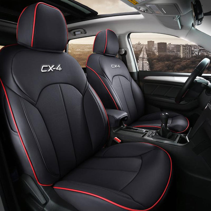 マツダCX-4専用 JUSTFIT保証 防水 高級シートカバー カスタムロゴ 全席セット おすすめ