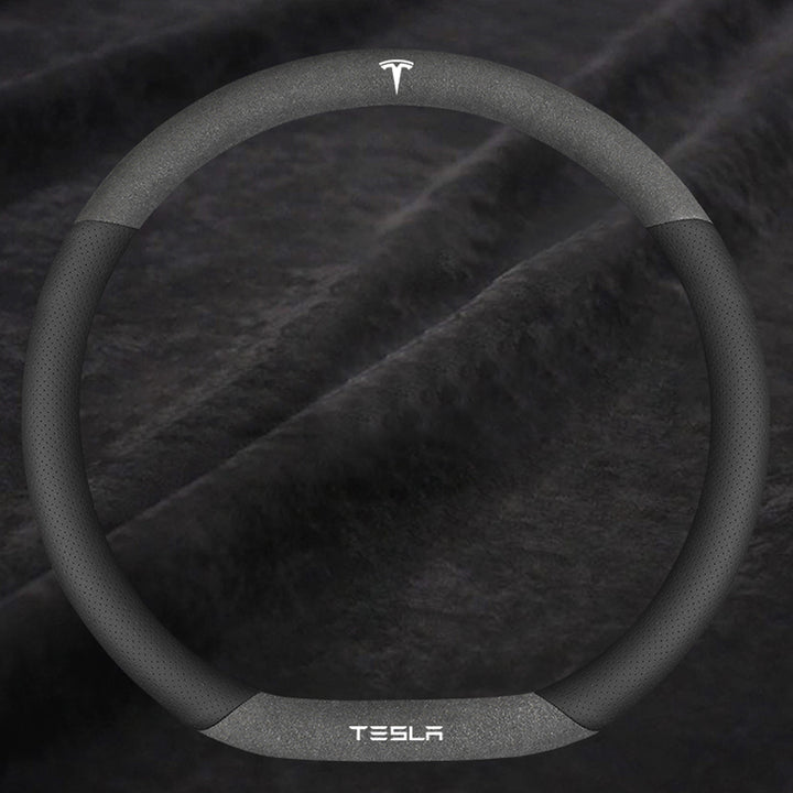 TESLAテスラ model3/Y/X/S 高級レザー スエード ハンドルカバー おしゃれ O型 D型 36CM