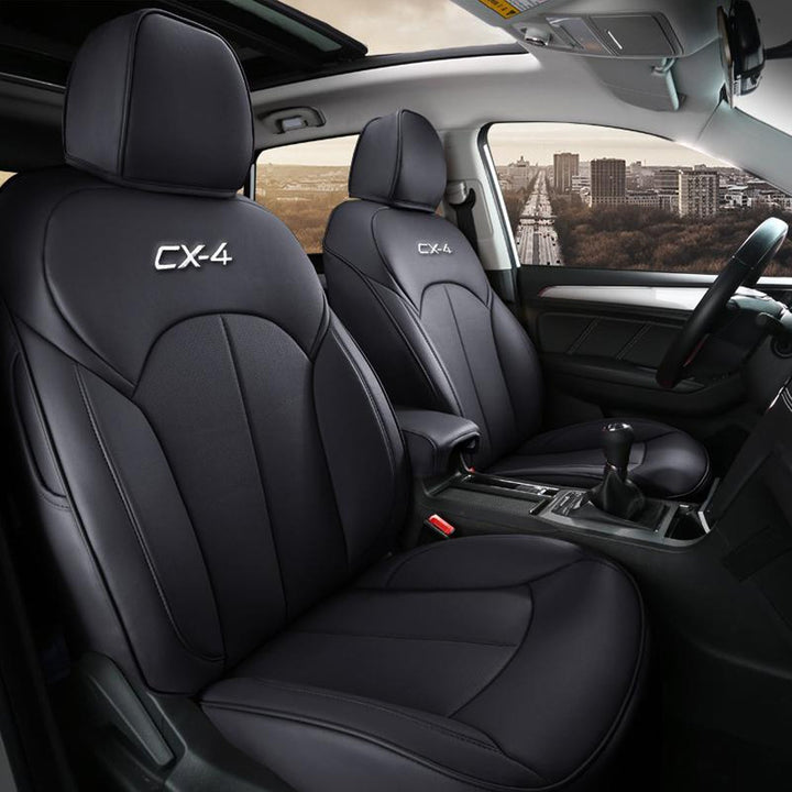 マツダCX-4専用 JUSTFIT保証 防水 高級シートカバー カスタムロゴ 全席セット おすすめ