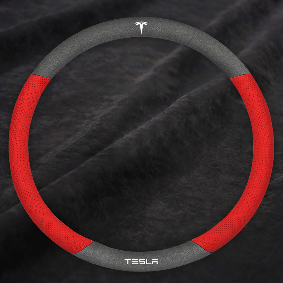 TESLAテスラ model3/Y/X/S 高級レザー スエード ハンドルカバー おしゃれ O型 D型 36CM