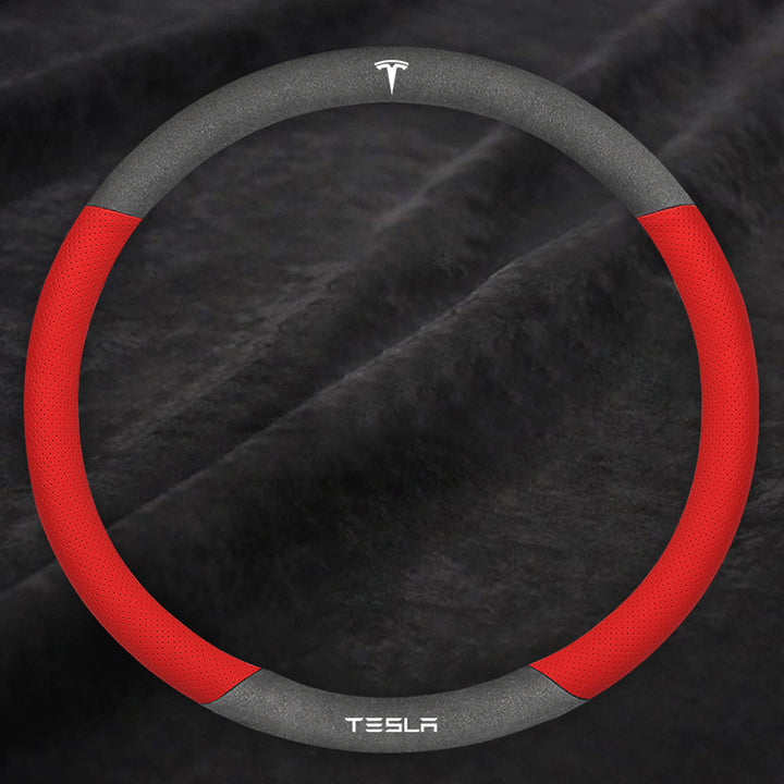 TESLAテスラ model3/Y/X/S 高級レザー スエード ハンドルカバー おしゃれ O型 D型 36CM