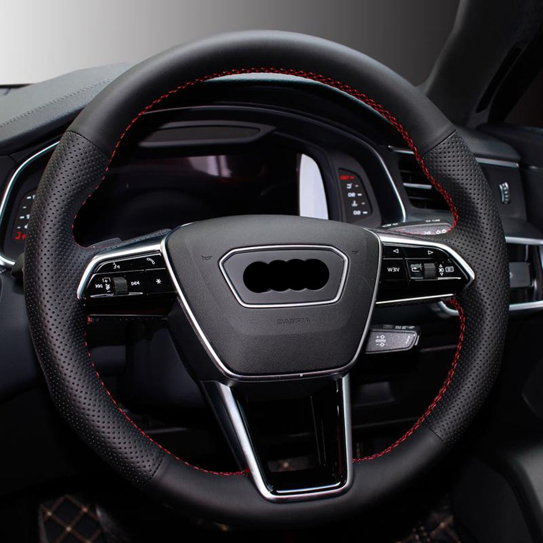 AUDI アウディ 本革 桃ノ木  オーダーメイド ハンドルカバー 編み込み式  握り感抜群 通気性よし