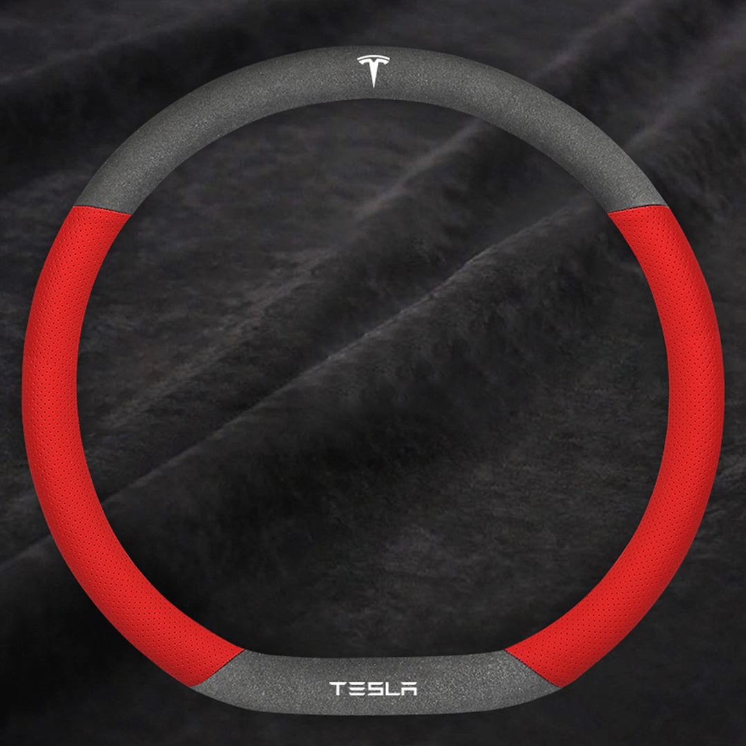 TESLAテスラ model3/Y/X/S 高級レザー スエード ハンドルカバー おしゃれ O型 D型 36CM