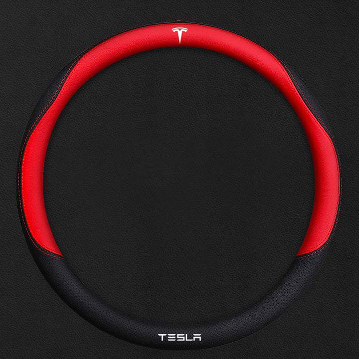 TESLAテスラ model3/Y/X/S 高級レザー スエード ハンドルカバー おしゃれ O型 D型 36CM