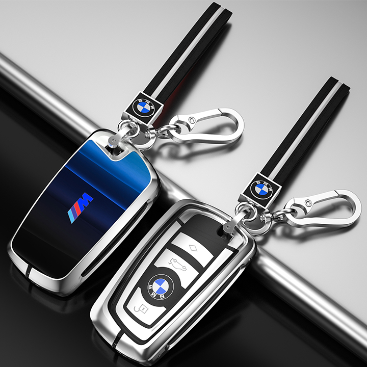 BMW車用 キーカバー キーホルダー 防塵 耐衝撃 落下防止 傷防止 防弾ガラス TPU膜 合金製 高品質素材 オシャレ 360度全面保護 取付簡単