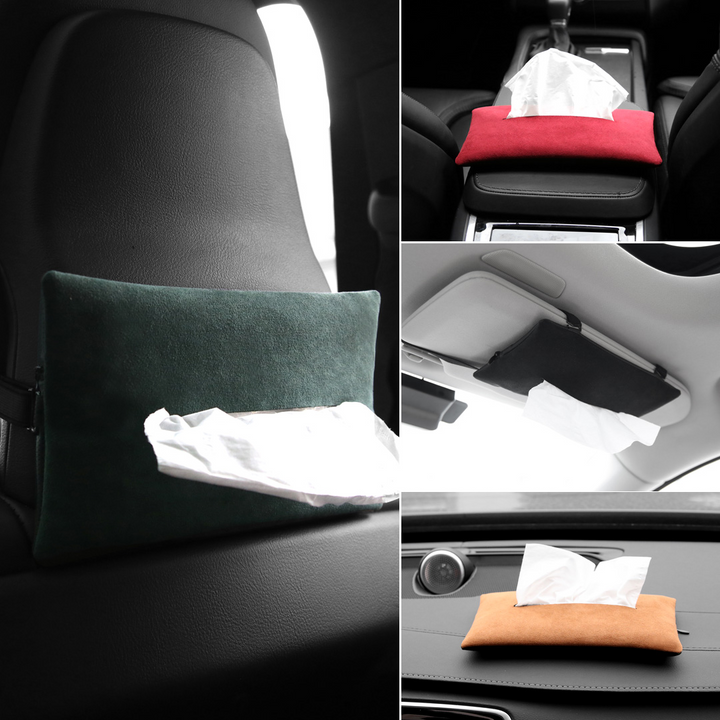 車用収納 極上スエード 多機能 ティッシュ箱 柔軟触感 高級品 防塵 おしゃれ Alcantara 多色