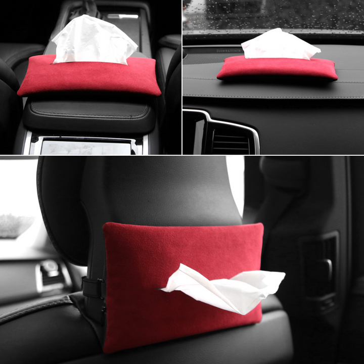 車用収納 極上スエード 多機能 ティッシュ箱 柔軟触感 高級品 防塵 おしゃれ Alcantara 多色
