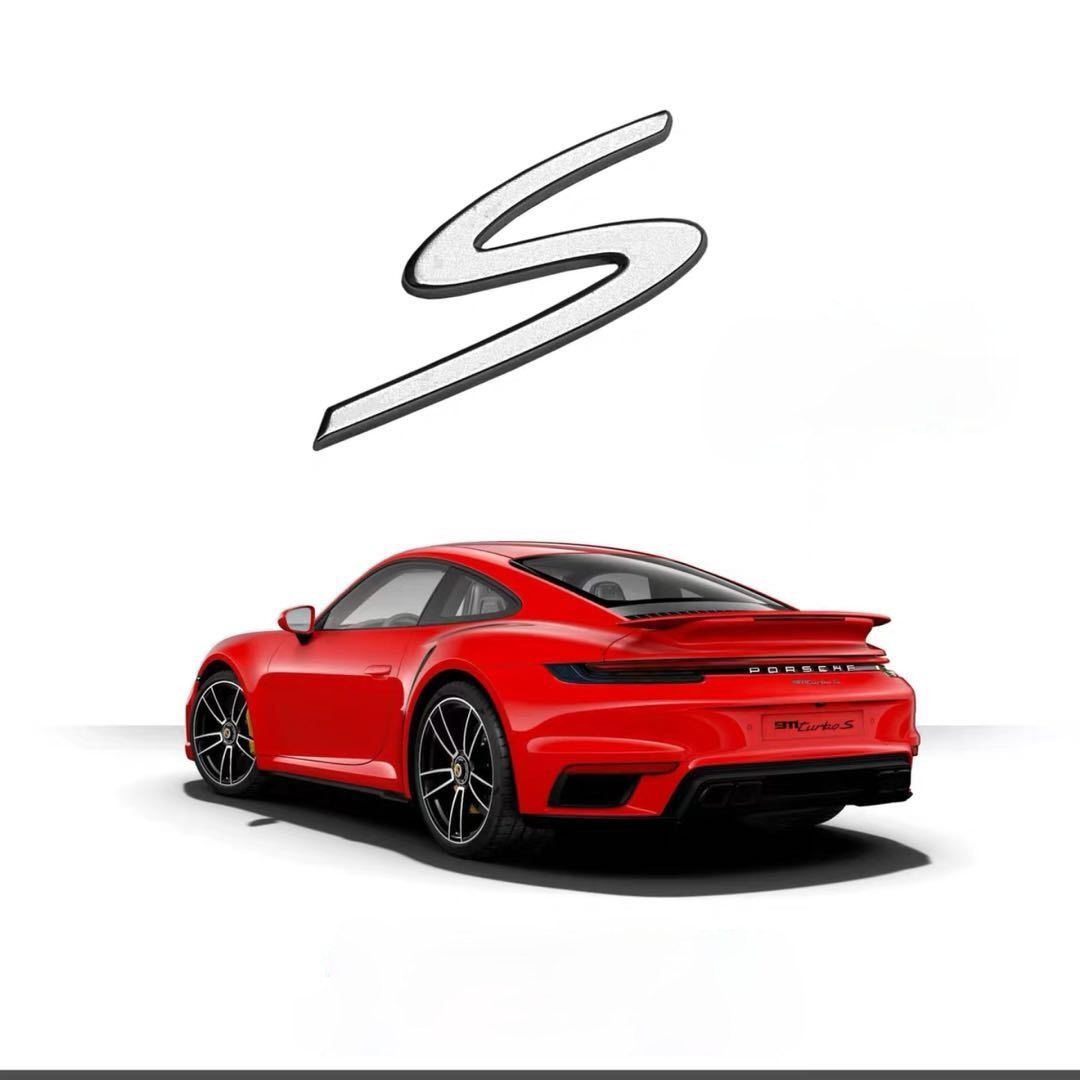 ポルシェ S 純正 エンブレム サイド リア シルバー ブラック ボクスター 981 カレラ 911 997 パナメーラ ケイマン カイエン